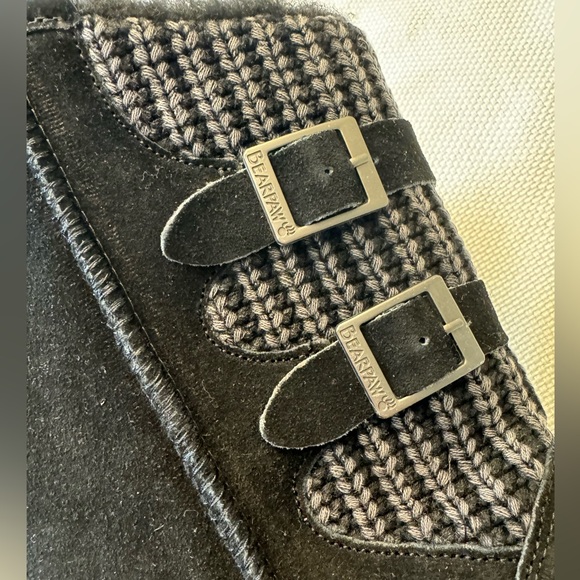 NWT bearpaw black sheep suede and wool lining women’s boots size 10 knit details - Picture 10 of 13
